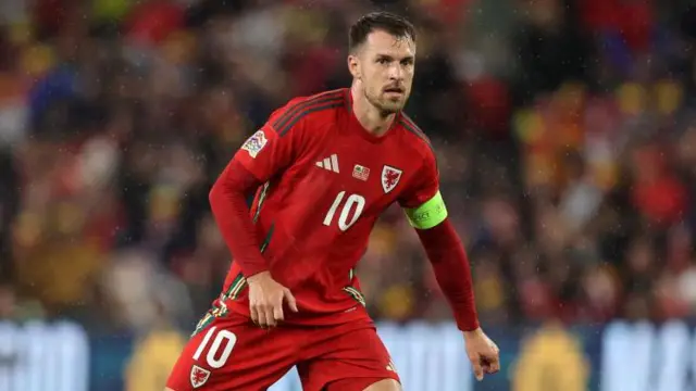 Aaron Ramsey in action for Wales against Turkey in the Nations League