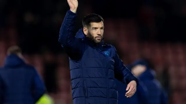 Cardiff boss Brian Barry-Murphy waving to fans after their 1-1 draw with Leyton Orient