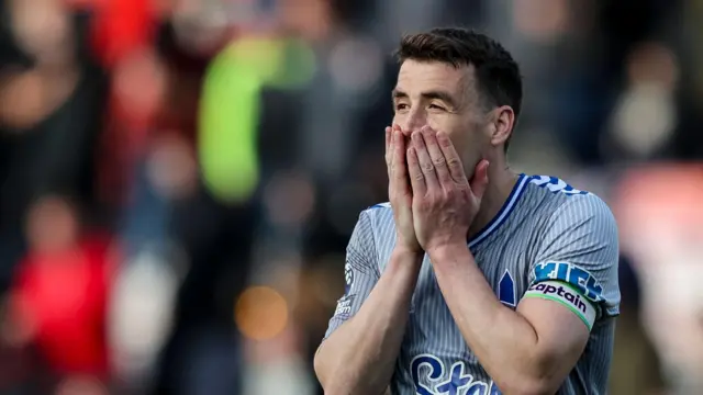 Seamus Coleman covers his face with his hands after scoring an own goal at Bournemouth