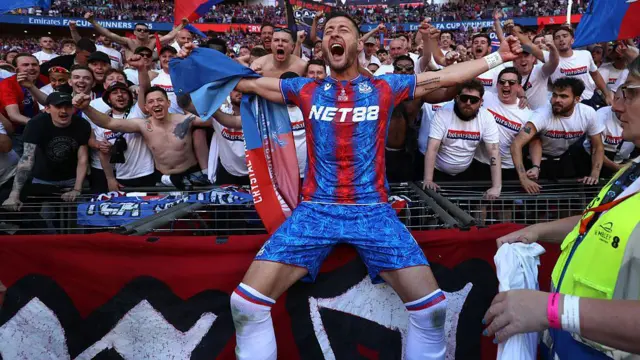 Joel Ward with fans at Wembley