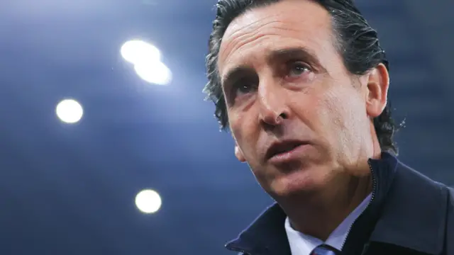 Unai Emery looks on during an Aston Villa match