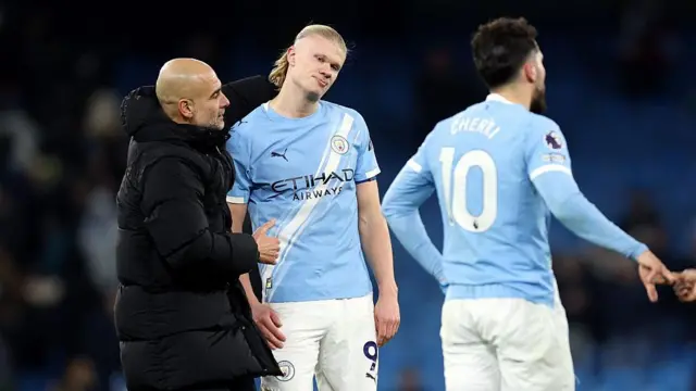 Pep Guardiola consoles Erling Haaland