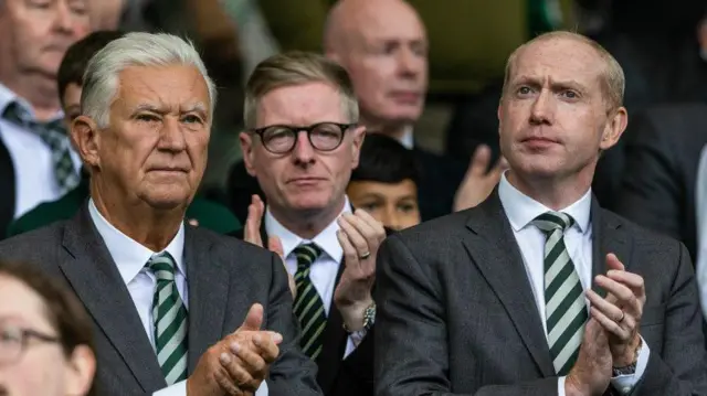 Celtic Chairman Peter Lawwell (L) and Chief Executive Officer Michael Nicholson (R)