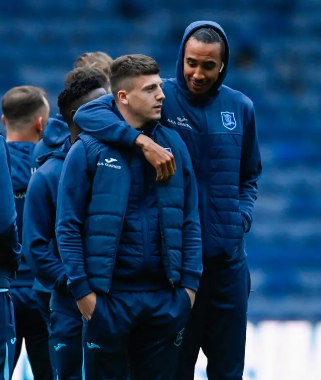 Livingston players Daniel MacKay and Kurtis Guthrie at Ibrox