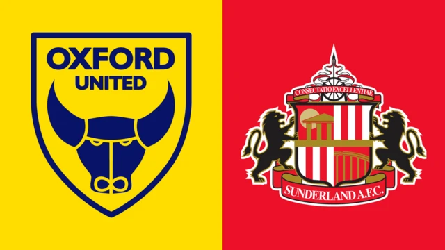 The Oxford United and Sunderland club badges side by side