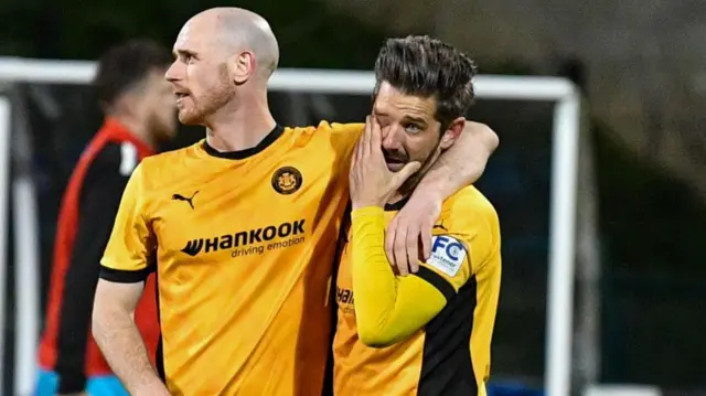 Carrick Rangers players celebrate