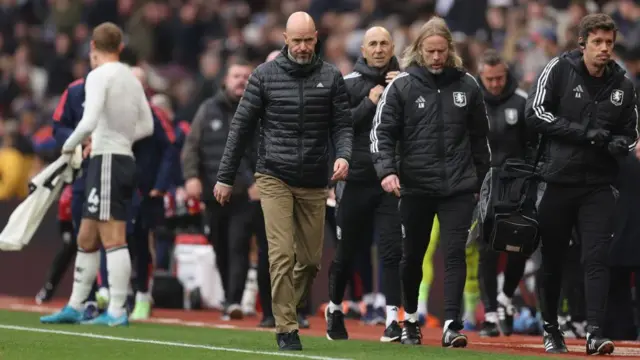 Erik ten Hag walks off at half time