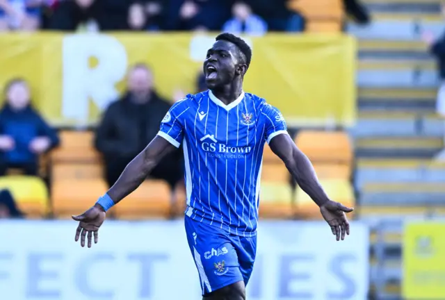 St Johnstone's Adama Sidibeh celebrates scoring