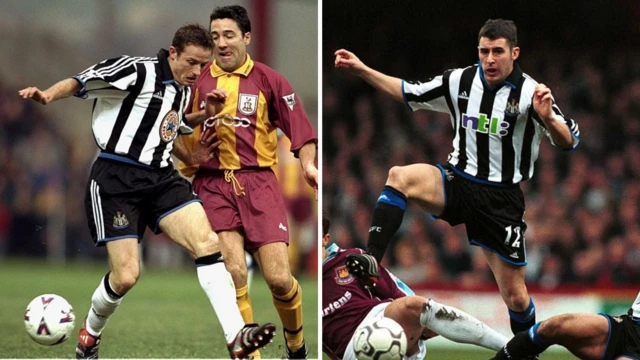 Kevin Gallacher and Andy Griffin playing for Newcastle