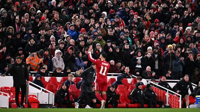 Mohamed Salah is applauded by fans