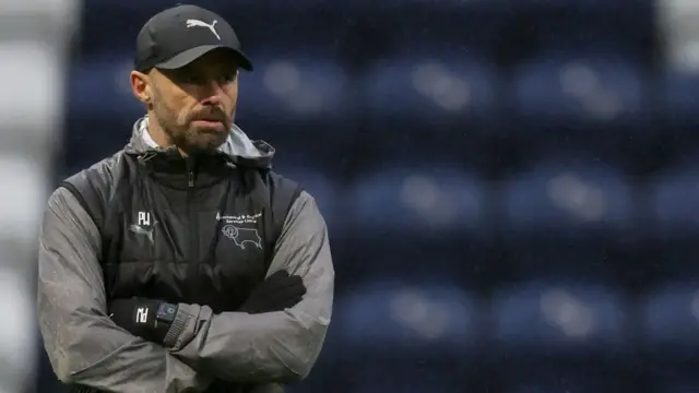 Paul Warne watching Derby County during their 1-1 draw against Preston North End