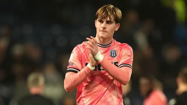 Nathan Lowe applauds the Stoke City fans after the Potters' 1-1 draw with West Bromwich Albion at The Hawthorns