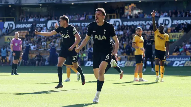  Joao Palhinha of Tottenham Hotspur celebrates scoring his team's first goal 