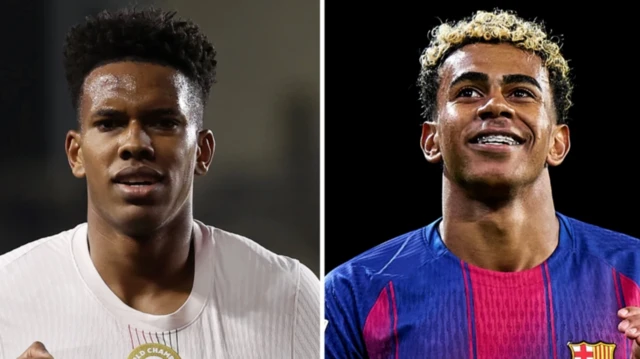 Estevao (left) has scored four goals in 16 Chelsea appearances, while Lamine Yamal has 31 goals in 118 Barcelona games
