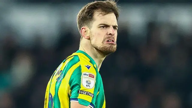 West Bromwich Albion's Jayson Molumby celebrates Chris Mepham's equaliser against Derby County