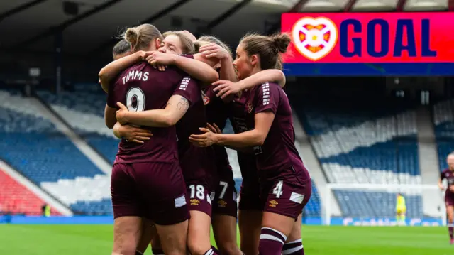 Hearts women celebrate at Hampden