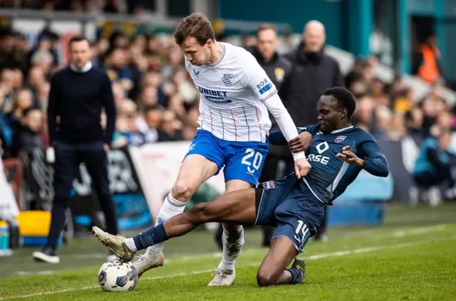 Rangers' Kieran Dowell and Ross County's Victor Loturi