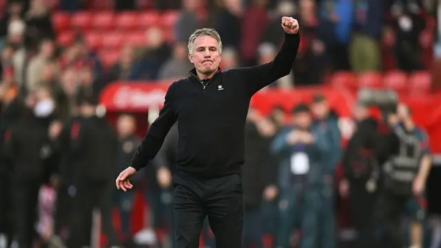 Phil Parkinson punches the air