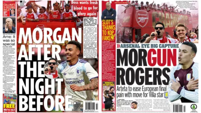The Mirror and The Daily Star both carry stories about Arsenal's interest in Rogers