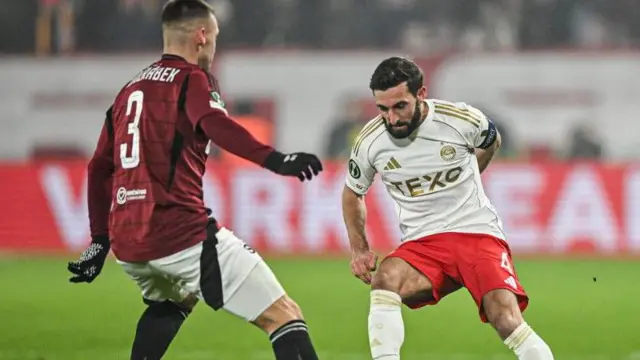 Aberdeen's Graeme Shinnie and Sparta Prague's Pavel Kaderabek