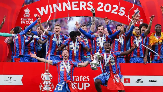 Crystal Palace players with the FA Cup