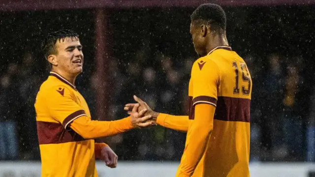 Moses Ebiye (right) celebrates with Dylan Wells