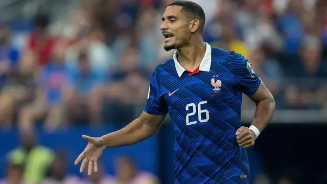 Maxence Lacroix of France during the FIFA World Cup 2026 Semi Final match between France and Spain at Dallas Stadium on July 14, 2026 in Arlington, United States. 