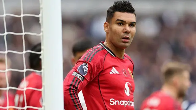 Casemiro playing for Manchester United