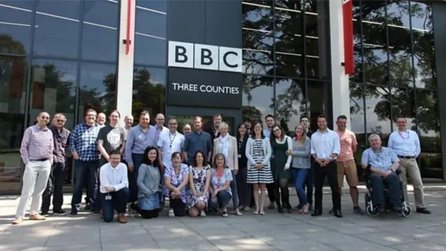 BBC Three Counties staff outside the new building
