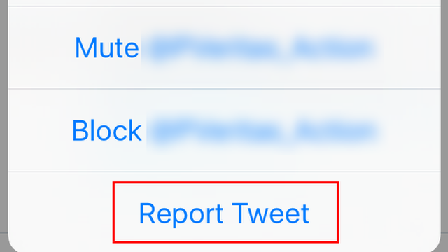 Twitter report tweet button