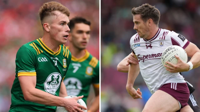 Meath's Ruairi Kinsella and Galway's Shane Walsh