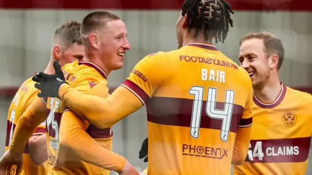 Motherwell celebrate against Livingston