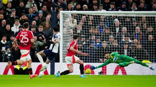 Dominic Solanke scores for Tottenham against Manchester United