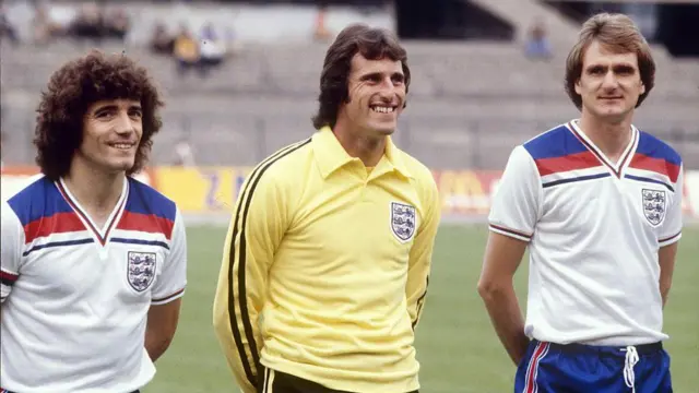 England team members Kevin Keegan, Ray Clemence and Phil Thompson