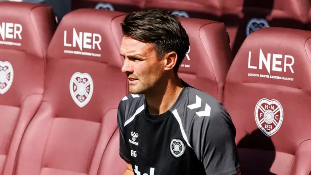 Ross Grant in the Hearts dugout
