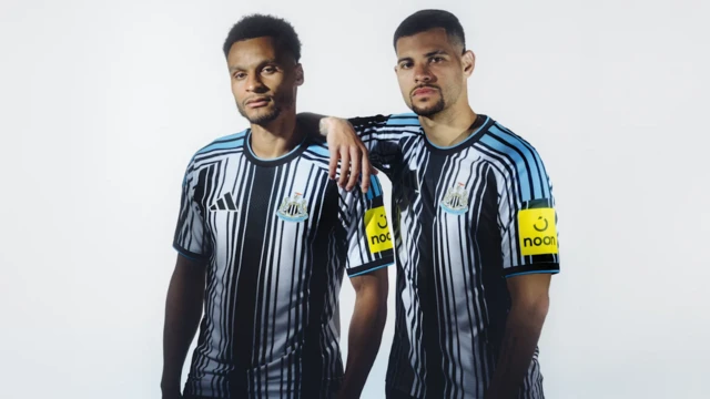 Jacob Murphy and Bruno Guimaraes in Newcastle United's new shirt
