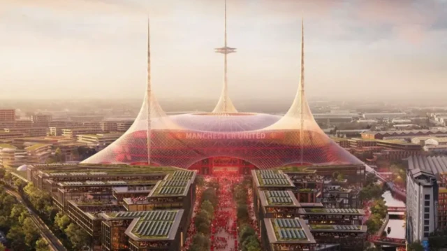 Manchester United stadium's projected new look - a 100,000-seater stadium 