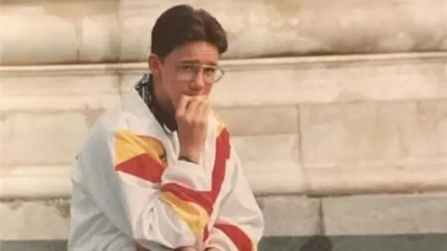 A young Ed Dawes at Trafalgar Square after Derby were beaten by Leicester at Wembley in 1994