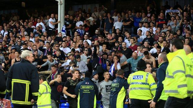 Hajduk Split fans at Goodison Park