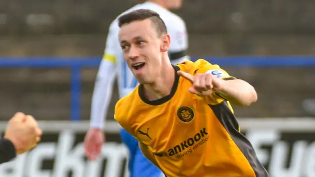Paul Heatley celebrates a goal