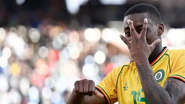 Tawanda Maswanhise celebrates his fantastic goal