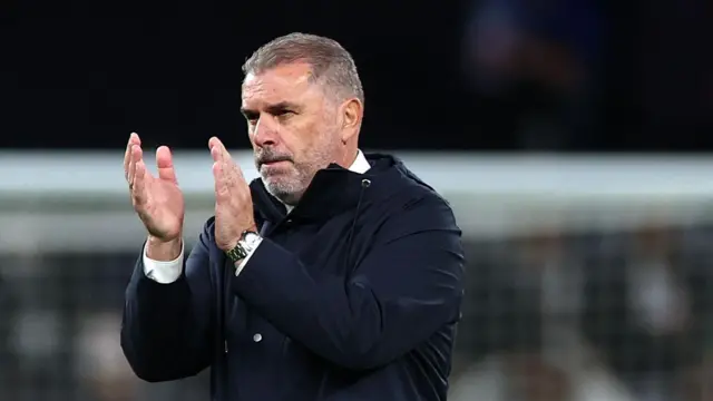 Ange Postecoglou applauds after win