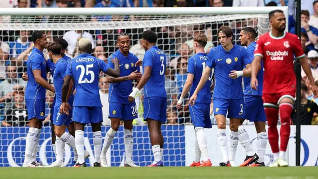 Chelsea celebrate scoring.