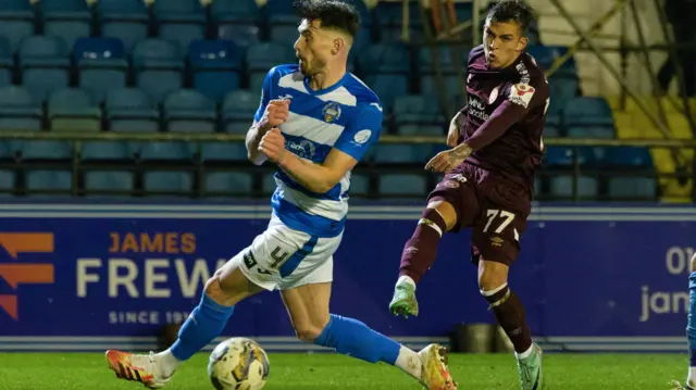 Kenneth Vargas makes it 1-0 for Hearts against Morton