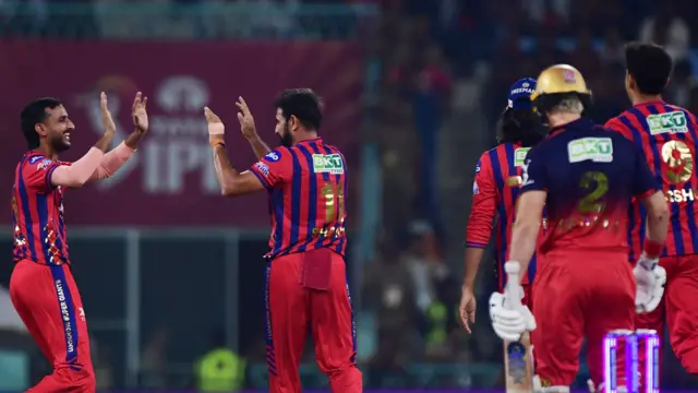 Lucknow Super Giants celebrate after Jacob Bethell's dismissal