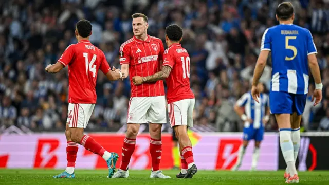 Nottingham Forest players celebrate
