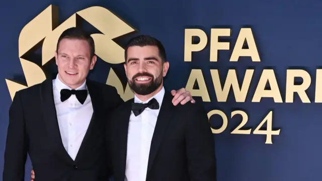 Paul Mullin and Elliott Lee pictured at the 2024 PFA awards