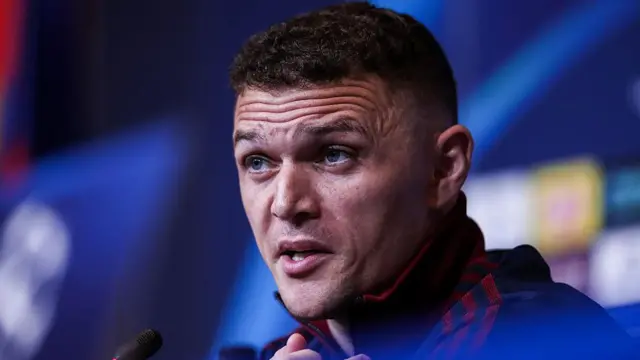 Kieran Trippier of Newcastle United, attends the press conference