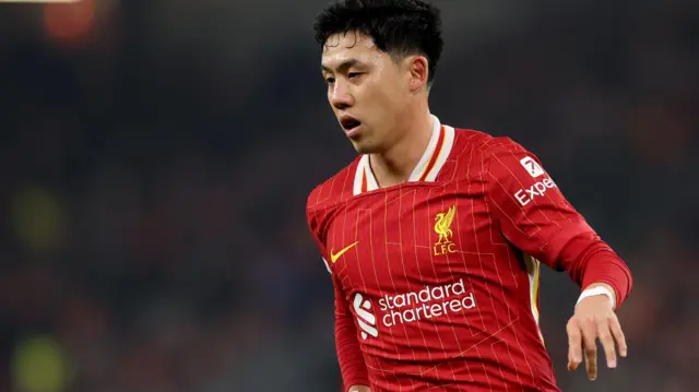 Wataru Endo in action for Liverpool