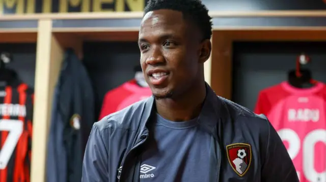 Luis Sinisterra in the Bournemouth dressing room